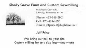 Shady Grove Business Card